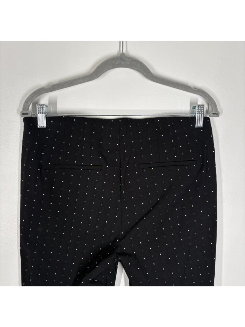 White House Black Market Womn 8 Black White Dot Print The Slim Side Zip Pant NWT - Picture 8 of 12